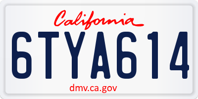 CA license plate 6TYA614
