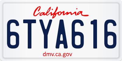 CA license plate 6TYA616