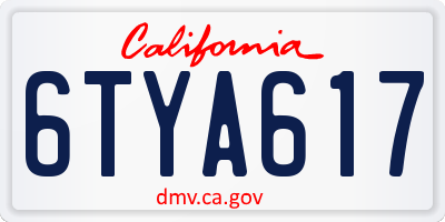 CA license plate 6TYA617