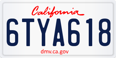 CA license plate 6TYA618
