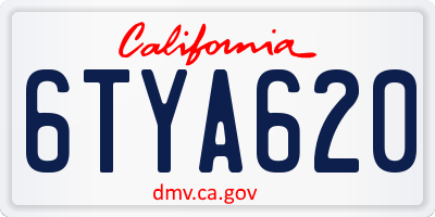 CA license plate 6TYA620