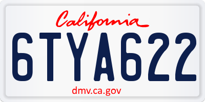 CA license plate 6TYA622