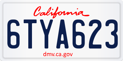 CA license plate 6TYA623