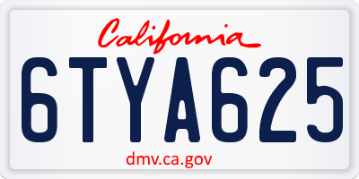 CA license plate 6TYA625