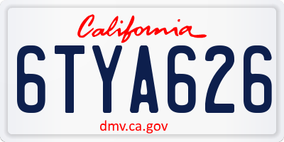 CA license plate 6TYA626