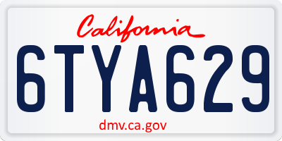 CA license plate 6TYA629
