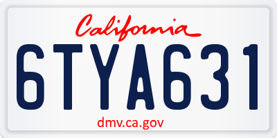 CA license plate 6TYA631