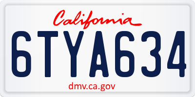 CA license plate 6TYA634