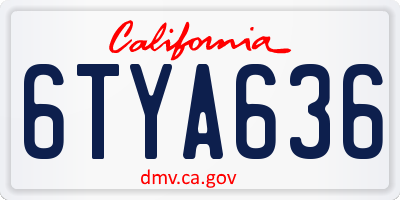 CA license plate 6TYA636