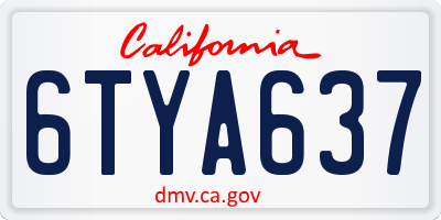CA license plate 6TYA637
