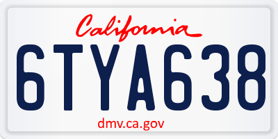 CA license plate 6TYA638