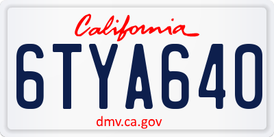 CA license plate 6TYA640