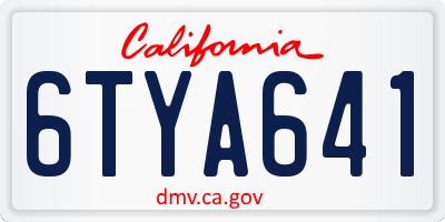 CA license plate 6TYA641