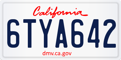 CA license plate 6TYA642