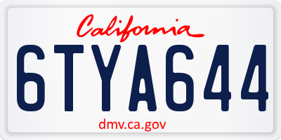 CA license plate 6TYA644
