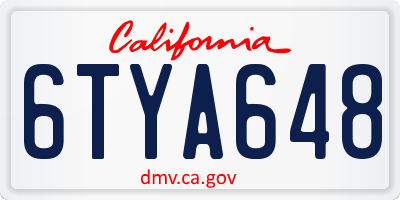 CA license plate 6TYA648