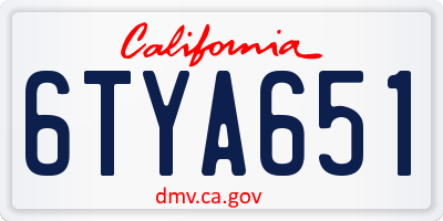 CA license plate 6TYA651