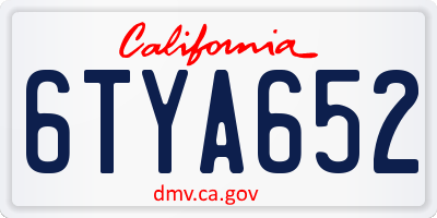 CA license plate 6TYA652