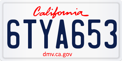 CA license plate 6TYA653