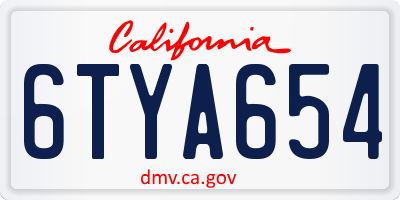 CA license plate 6TYA654