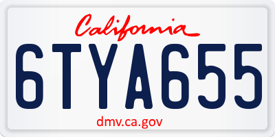 CA license plate 6TYA655