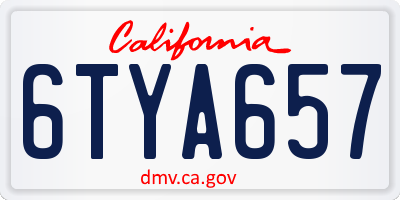 CA license plate 6TYA657