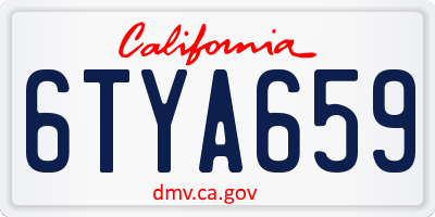CA license plate 6TYA659