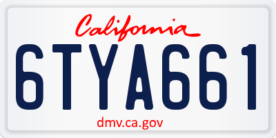 CA license plate 6TYA661