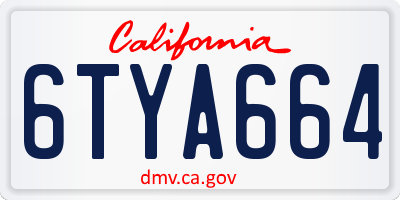 CA license plate 6TYA664