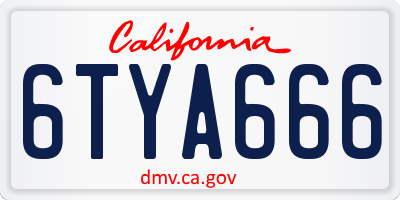 CA license plate 6TYA666