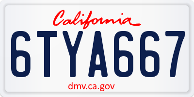 CA license plate 6TYA667
