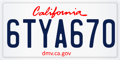 CA license plate 6TYA670