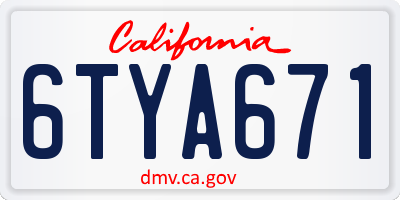 CA license plate 6TYA671