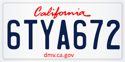 CA license plate 6TYA672