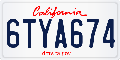 CA license plate 6TYA674