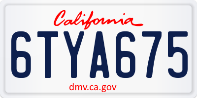 CA license plate 6TYA675
