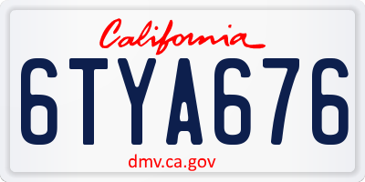 CA license plate 6TYA676