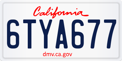CA license plate 6TYA677
