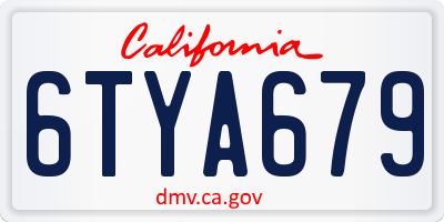 CA license plate 6TYA679