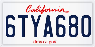 CA license plate 6TYA680
