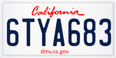 CA license plate 6TYA683