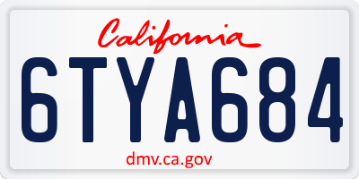 CA license plate 6TYA684