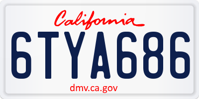 CA license plate 6TYA686