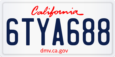 CA license plate 6TYA688