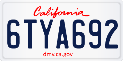 CA license plate 6TYA692