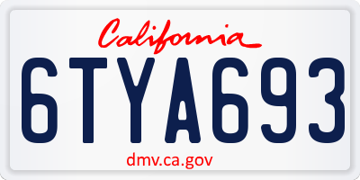 CA license plate 6TYA693