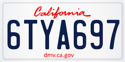 CA license plate 6TYA697