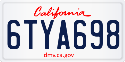 CA license plate 6TYA698