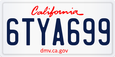 CA license plate 6TYA699