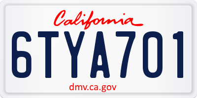 CA license plate 6TYA701